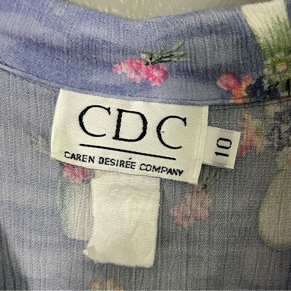 Vintage Caren Desiree Company CDC Button Front Maxi Dress Sz 10 Flower Vases 90s - Picture 8 of 8